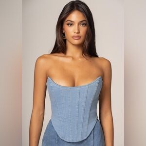 NWT Medium Wash Denim Corset Top